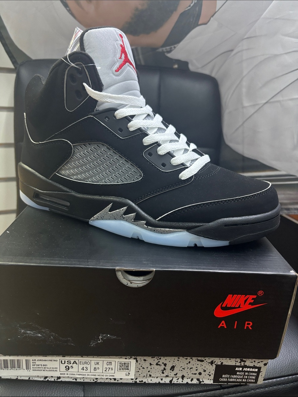 Jordan Black Basketball Sneakers with White Laces and Red Jumpman